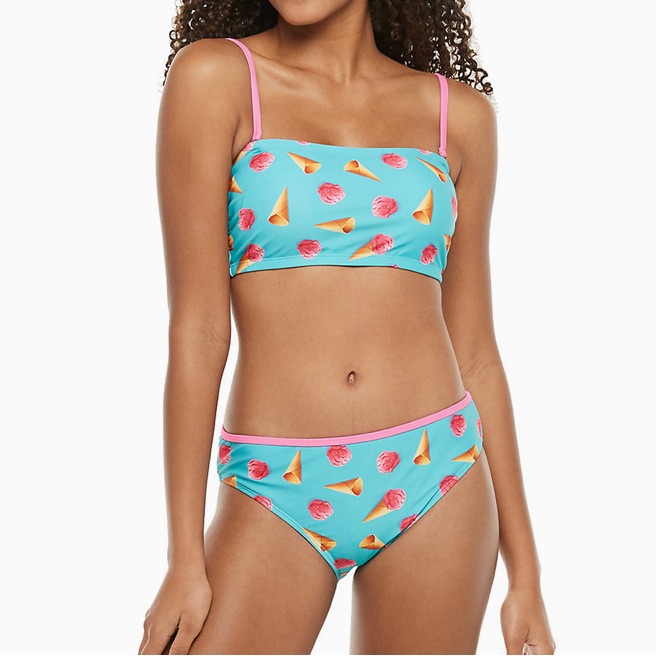Undercurrent Print 2-Piece Junior’s Convertible Bandeau Bikini Set Size L 16/18)